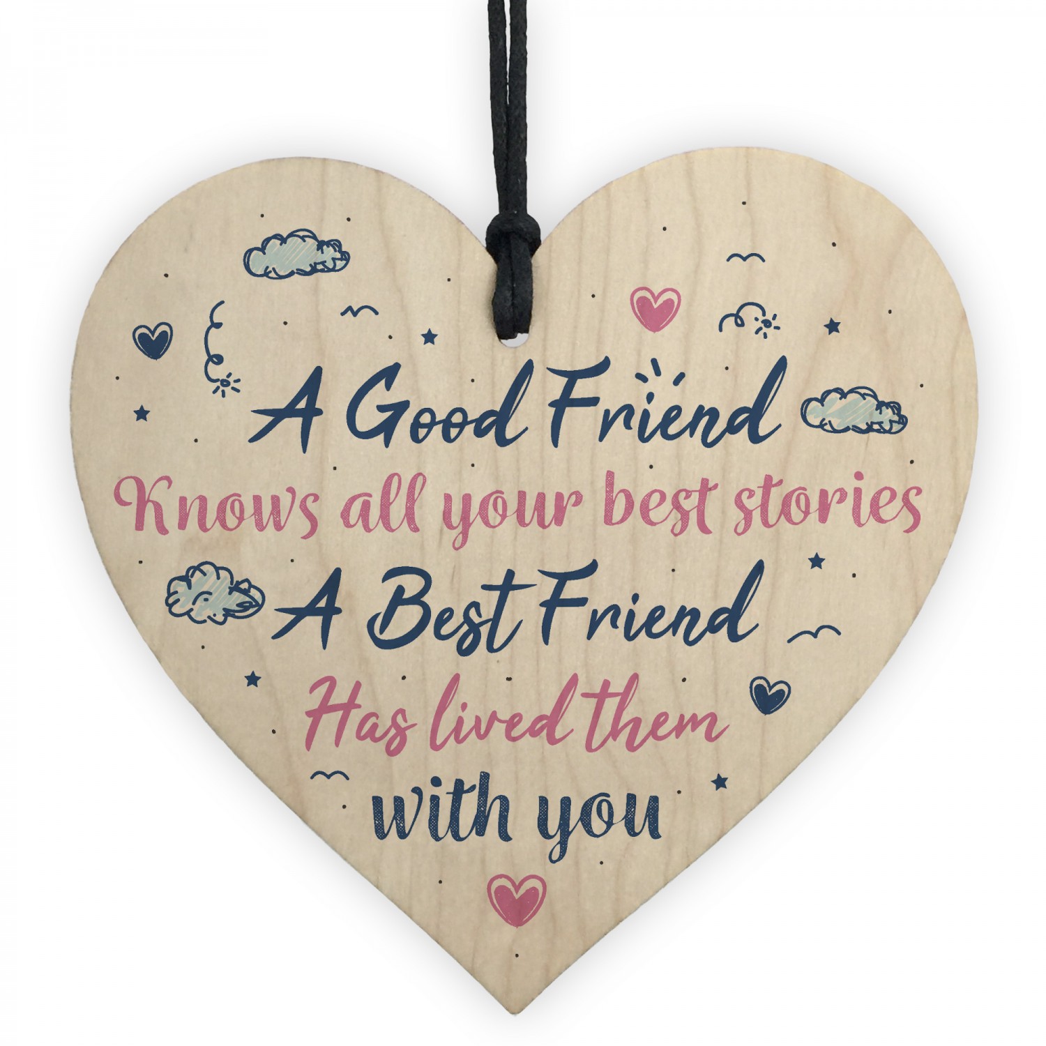 Best Friend Friendship Birthday Gift Handmade Wood Heart Plaque