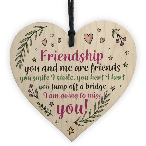 Handmade Friendship Sign Wood Heart Best Friend Thank You Gift