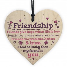 Handmade Friendship Gift Wooden Heart Plaque Birthday Thank You
