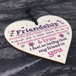 Handmade Friendship Gift Wooden Heart Plaque Birthday Thank You