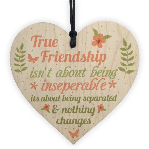 True Friendship Gift Best Friend Sign Handmade Wood Heart Plaque