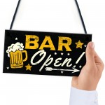 BAR OPEN Sign Beer Vodka Plaque Garden Shed Pub Man Cave Sign 