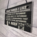 Man Cave Motorbike Biker Dad Gift Hanging Plaque Sign Garage 