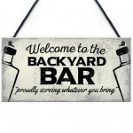 Backyard Bar Garden Plaque Alcohol Man Cave Vintage Beer Gin