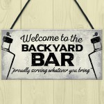 Backyard Bar Garden Plaque Alcohol Man Cave Vintage Beer Gin