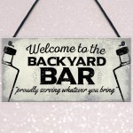 Backyard Bar Garden Plaque Alcohol Man Cave Vintage Beer Gin