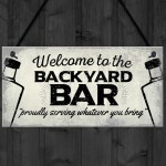 Backyard Bar Garden Plaque Alcohol Man Cave Vintage Beer Gin