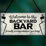 Backyard Bar Garden Plaque Alcohol Man Cave Vintage Beer Gin