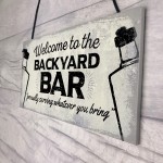 Backyard Bar Garden Plaque Alcohol Man Cave Vintage Beer Gin