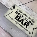 Backyard Bar Garden Plaque Alcohol Man Cave Vintage Beer Gin