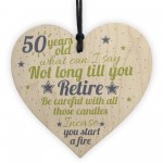 Funny 50th Birthday Gift Wooden Heart 50 For Dad Mum Sister