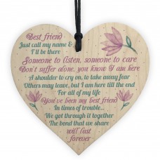 Inspirational Friendship Gift Wooden Heart Plaque Thank You Gift