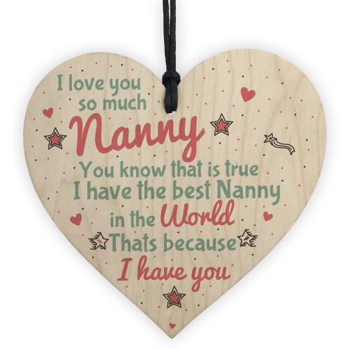 Gifts for Nanny Nan Granny Grandma Wooden Heart Birthday Xmas 