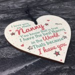 Gifts for Nanny Nan Granny Grandma Wooden Heart Birthday Xmas 