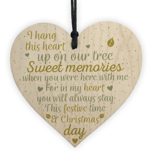 Christmas Tree Memorial Wood Heart Decoration Mum Dad Memorial