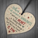 Friendship Thank You Gift Handmade Wood Heart Sign Chic Plaque 
