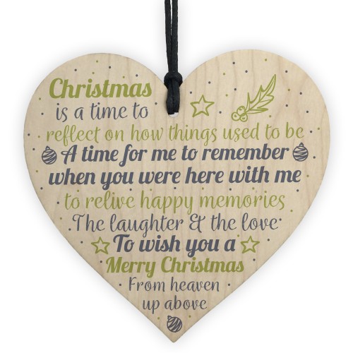 In Memory Christmas Wooden Heart Decoration Memorial Tree Sign