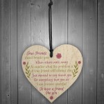 True Friends Friendship Gift Handmade Wood Heart Sign Birthday