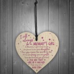 Mum Gifts Mummys Girl Wooden Heart Cute Mums Sign Daughter Gift
