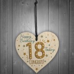 18th Birthday Handmade Wooden Heart Plaque Friendship Card Gift