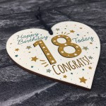 18th Birthday Handmade Wooden Heart Plaque Friendship Card Gift