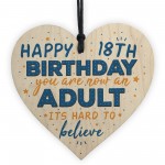 Happy 18th Birthday Gift Heart Wooden Plaque Chic Keepsake Sign