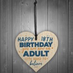 Happy 18th Birthday Gift Heart Wooden Plaque Chic Keepsake Sign