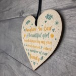 Daughter In Law Gift Handmade Wooden Heart Plaque Birthday