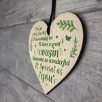 Handmade Special Cousin Gift Wood Heart Plaque Birthday Keepsake