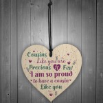 Cousin Gifts Handmade Wood Heart Family Plaque Birthday Keepsake