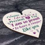 Cousin Gifts Handmade Wood Heart Family Plaque Birthday Keepsake
