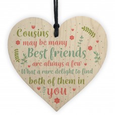 Best Friend Cousin Gift Wooden Heart Keepsake Sign Family Plaque