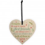 Best Friend Cousin Gift Wooden Heart Keepsake Sign Family Plaque