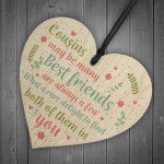 Best Friend Cousin Gift Wooden Heart Keepsake Sign Family Plaque