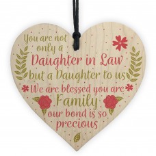 Daughter In Law Plaque Sayings Wood Heart Birthday Wedding GIFTS