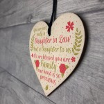 Daughter In Law Plaque Sayings Wood Heart Birthday Wedding GIFTS