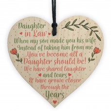 Daughter In Law Birthday Christmas GIFTS Wooden Heart Plaque