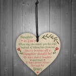 Daughter In Law Birthday Christmas GIFTS Wooden Heart Plaque