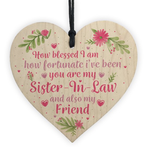 Sister In Law Gift Wooden Heart Plaque Keepsake Birthday Gift