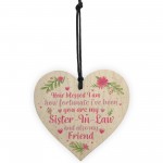 Sister In Law Gift Wooden Heart Plaque Keepsake Birthday Gift