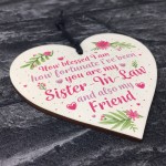 Sister In Law Gift Wooden Heart Plaque Keepsake Birthday Gift