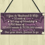 1st Wedding Anniversary Gift Plaque First Wedding Anniversary 