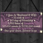 1st Wedding Anniversary Gift Plaque First Wedding Anniversary 