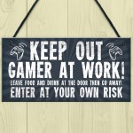 Funny Sign Keep Out Gamer At Work Man Cave Door Wall Plaque