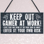Funny Sign Keep Out Gamer At Work Man Cave Door Wall Plaque