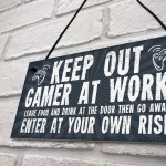 Funny Sign Keep Out Gamer At Work Man Cave Door Wall Plaque
