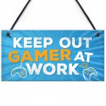 Keep Out Gamer At Work Man Cave Door Plaque Dad Brother Gifts