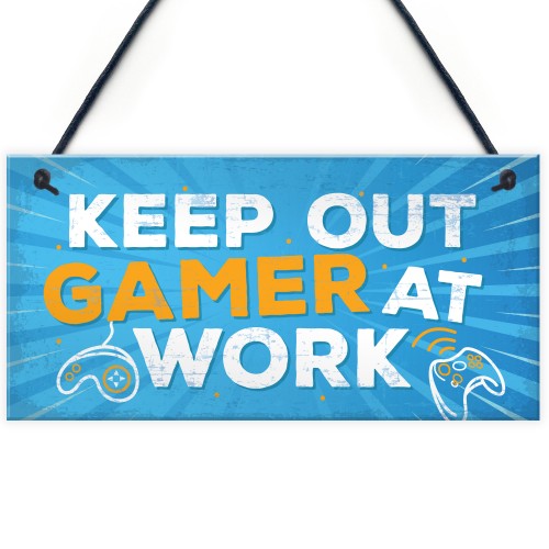 Keep Out Gamer At Work Man Cave Door Plaque Dad Brother Gifts