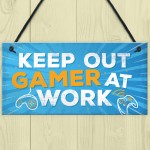 Keep Out Gamer At Work Man Cave Door Plaque Dad Brother Gifts