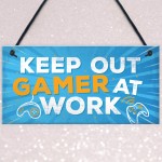 Keep Out Gamer At Work Man Cave Door Plaque Dad Brother Gifts